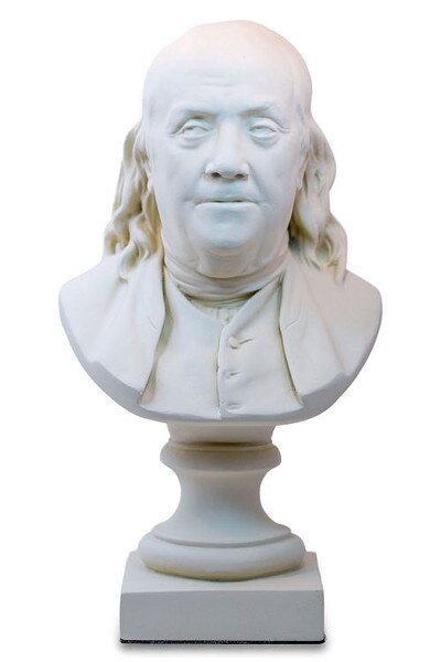 Benjamin Franklin Bust By Houdon Statue White Coloring Reproductions